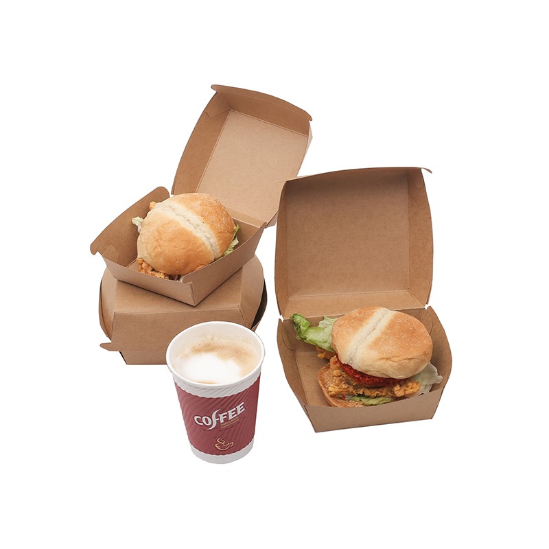 Recyklovatelný, biologicky rozložitelný papírový box na burgery