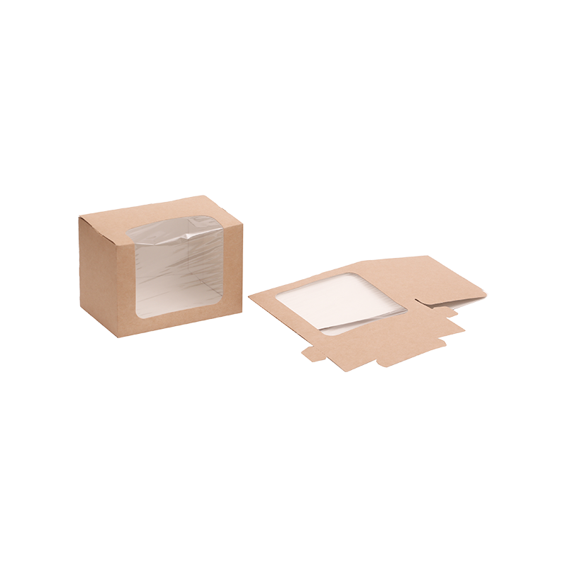 Box na sendvičové balení čtvercového řezu se širším oknem