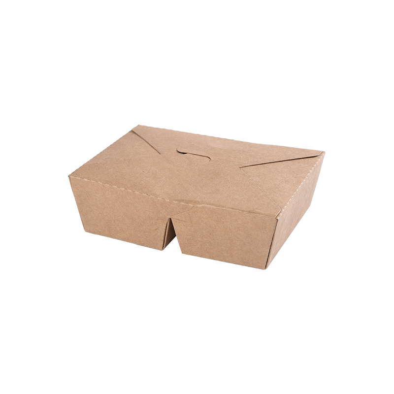 Krabice na vyjmutí kraftového papíru Bento Box se dvěma přihrádkami, složený vršek